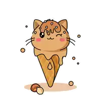 a cat shaped ice cream cone with chocolate sprinkles