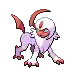 a pixel art of a purple and white pokemon with red wings and claws .