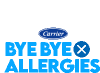 a carrier logo that says bye bye x allergies