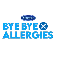 a carrier logo that says bye bye x allergies