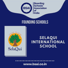 a blue background with the words founding schools and selaqui international school