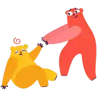 a cartoon drawing of two bears giving each other high fives