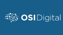 a blue background with the word osi digital in white