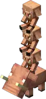 a stack of minecraft pigs standing on top of each other