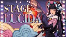 a poster for stage lucida shows a girl holding a red lantern