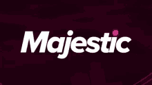 a logo for majestic shows a city in the background