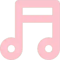 a pink music note with two circles in the middle