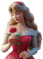 aurora from sleeping beauty is holding a red rose