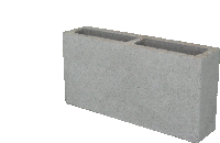 a gray concrete block with two holes in it on a white background