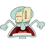 squidward from spongebob squarepants is crying with a tear coming out of his eyes .