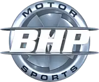 a logo for motor sports bhp with a propeller in the middle