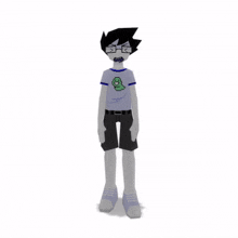 a 3d model of a cartoon character with a frog on his shirt