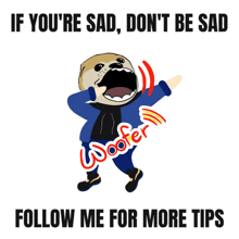 a poster that says " if you 're sad , don 't be sad follow me for more tips "