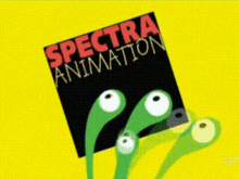 a yellow background with a spectra animation logo