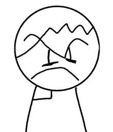 a black and white drawing of a cartoon character with a broken head .