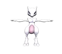 a 3d model of a white pokemon with a pink stomach