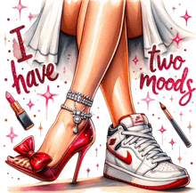 an illustration of a woman 's legs with the words i have two moods