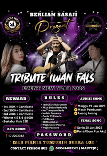 a poster for a tribute to iwan fals event new year 2025