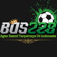 a logo for bos228 agen resmi terpercaya di indonesia with a soccer ball and a crown