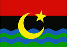 a flag with a crescent moon and a star