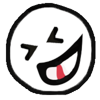 a black and white smiley face with a red tongue sticking out .