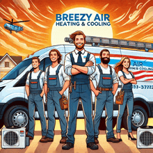 an ad for breezy air heating and cooling