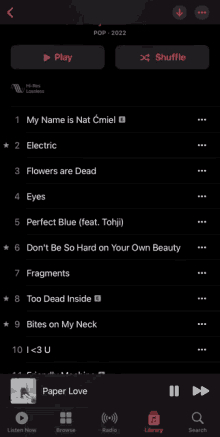 a screenshot of an apple music app showing a list of songs