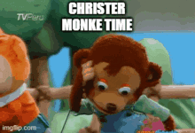 christer monke time is written on a picture of a stuffed animal