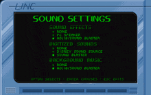 a screen displays the sound settings for a game