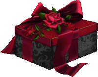 a gift box with a red bow and roses