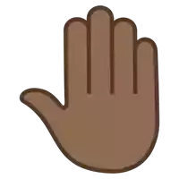 a drawing of a brown hand making a stop sign on a white background