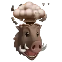 a cartoon of a boar with a mushroom coming out of it 's head