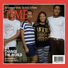 a group of people posing for a picture on a time magazine cover