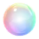 a rainbow colored soap bubble is on a white background .