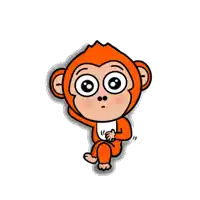 a cartoon monkey with big eyes is sitting on the ground