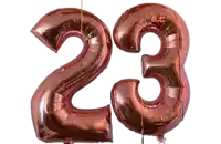 balloons in the shape of the number 23 are tied together