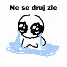 a pixel art of a person crying with the words ne se drug zle below