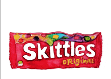 a painting of a red bag of skittles original