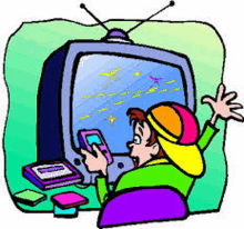 a boy is sitting in front of a television playing a video game .