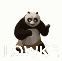 a panda bear wearing a hat with the word lowke on it