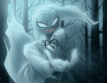 a drawing of a ghost in a suit with a bow tie