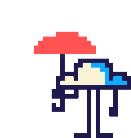 a pixel art illustration of a mushroom with an umbrella