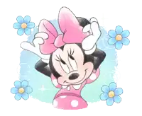 a cartoon drawing of minnie mouse with a pink bow