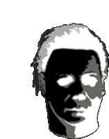 a black and white drawing of a man 's face with a shadow on his face .