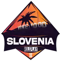 a logo for slovenia roleplay with a palm tree in the background