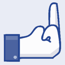 a facebook thumbs up icon with a blue arm