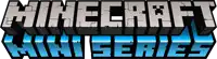 a logo for minecraft mini series that is blue and black