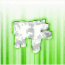 a picture of a minecraft wolf on a green background .