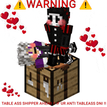 a warning sign that says table ass shipper ahead if ur anti tableass dn