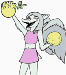 a drawing of a cheerleader with the letter a on the bottom